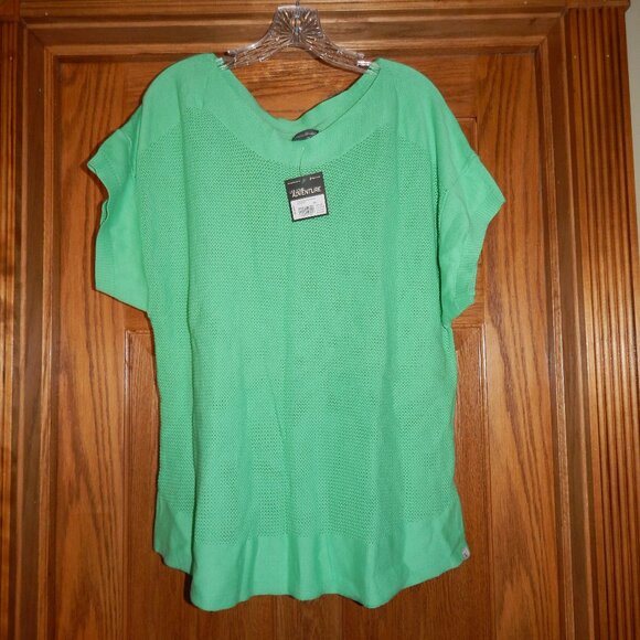 NEW NWT Women's Size XXL 2XL EDDIE BAUER Beachside Short Sleeve Sweater Green - Picture 1 of 2